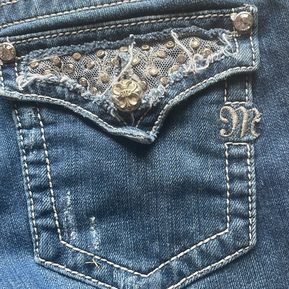 Miss Me Distressed Blue Jean Cutoff Shorts - Picture 5 of 10